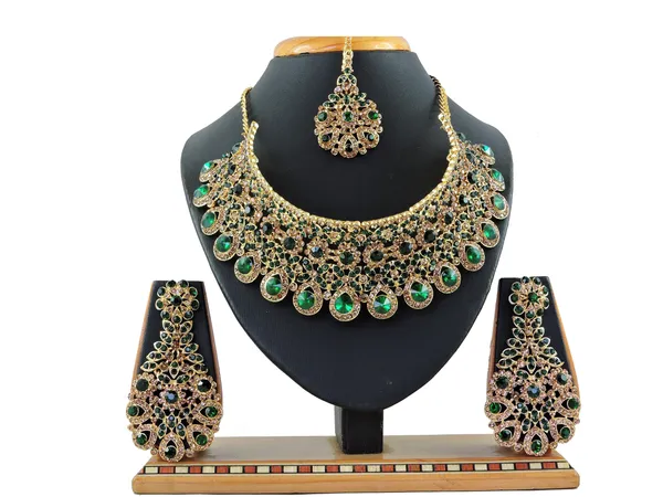 Alloy_Gold_Plated_Jewel_Set_|_Stone_Studded_Necklace_Set_For_Women_|_Green_and_Gold