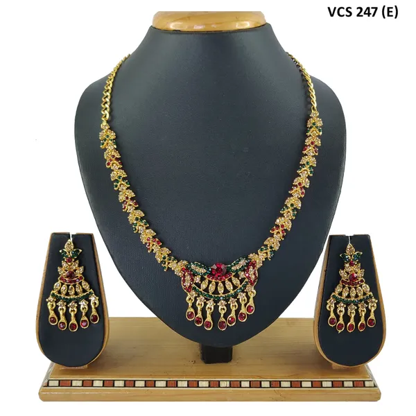 Stone_Studded_Necklace_Set_For_Women_|_Designer_Jewelry_Set_with_Earring_|_Multicolor