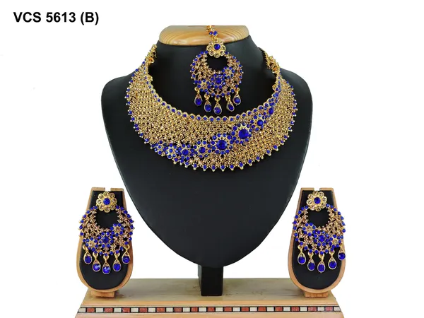 Alloy_Gold_Plated_Jewel_Set_|_Stone_Studded_Necklace_Set_For_Women_|_Blue_and_Gold