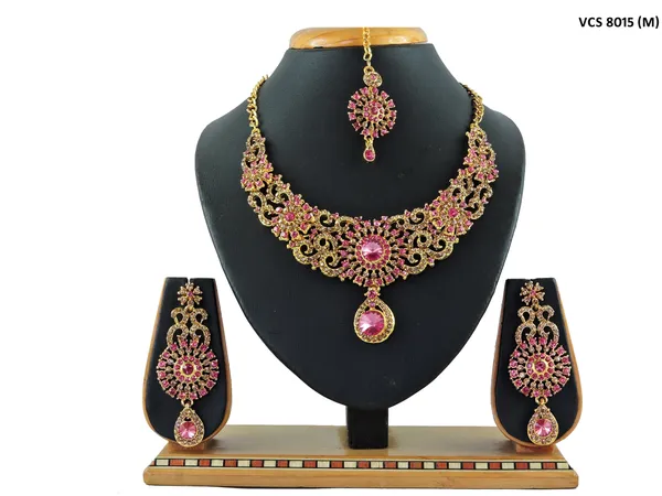 Alloy_Gold_Plated_Jewel_Set_|_Stone_Studded_Necklace_Set_For_Women_|_Pink_and_Gold