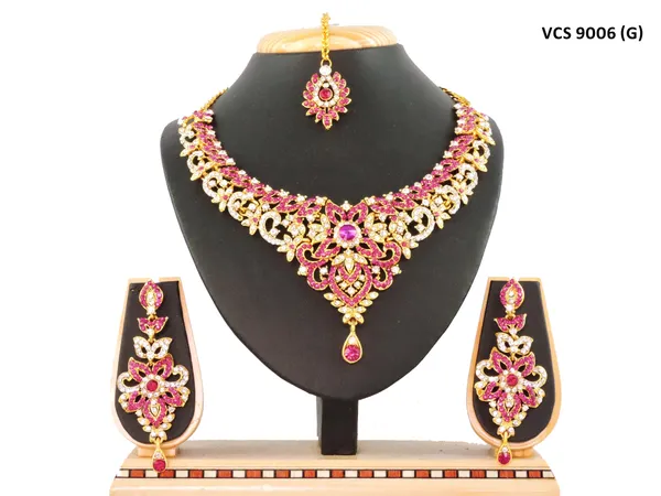 Stone_Studded_Necklace_Set_For_Women_|_Designer_Jewelry_Set_with_Earring_|_Pink_and_White