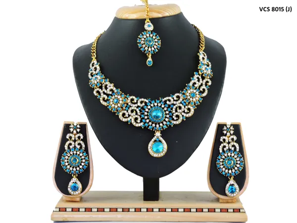 Stone_Studded_Necklace_Set_For_Women_|_Designer_Jewelry_Set_with_Earring_|_Sky_Blue_and_White