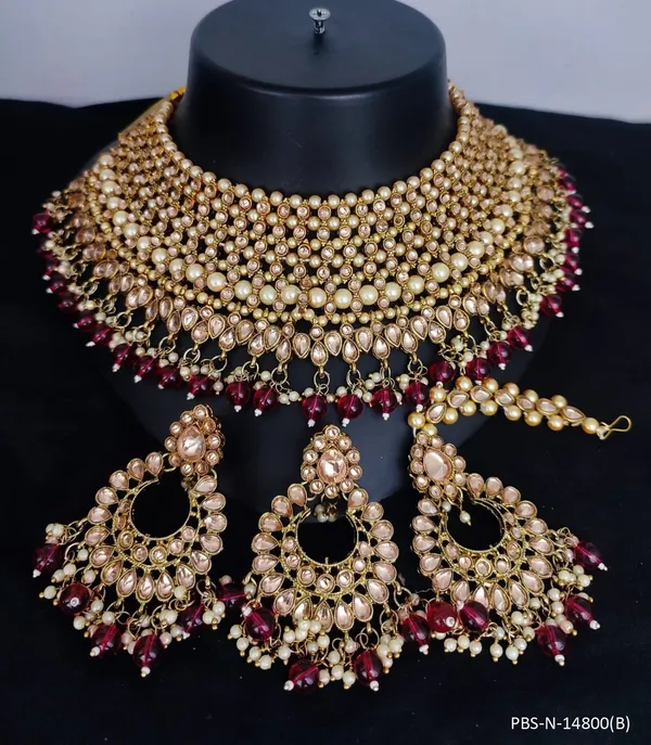 Stone_Studded_Necklace_Set_For_Women_|_Designer_Jewelry_Set_with_Earring_|_Ruby