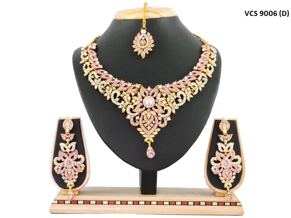 Stone_Studded_Necklace_Set_For_Women_|_Designer_Jewelry_Set_with_Earring_|_Pink_and_White