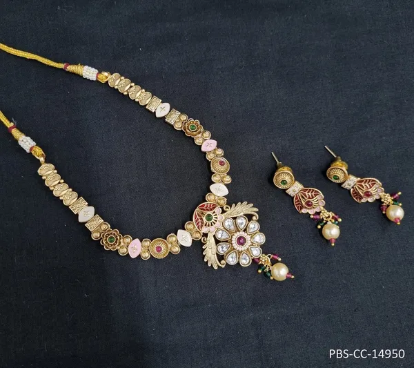 Gold_Plated_Meenakari_Necklace_Set_|_Royal_Antique_Design_Copper_Choker_Set_For_Women_|_Ruby_and_Green