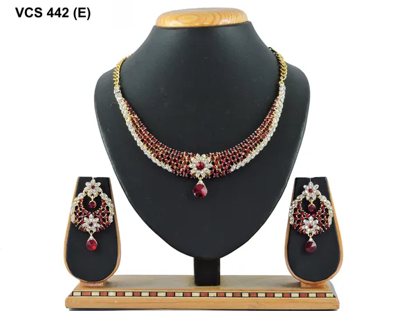 Stone_Studded_Necklace_Set_For_Women_|_Designer_Jewelry_Set_with_Earring_|_Ruby_Red_and_White
