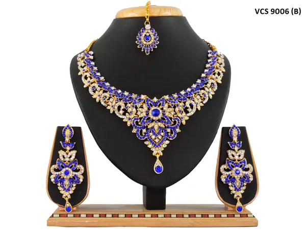 Stone_Studded_Necklace_Set_For_Women_|_Designer_Jewelry_Set_with_Earring_|_Blue_and_White