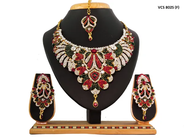 Stone_Studded_Necklace_Set_For_Women_|_Designer_Jewelry_Set_with_Earring_|_Multicolor