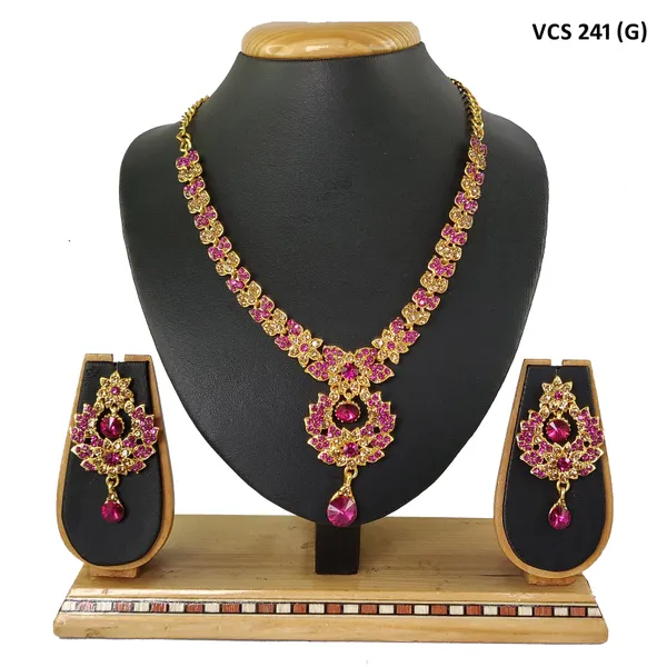 Alloy_Gold_Plated_Jewel_Set_|_Stone_Studded_Necklace_Set_For_Women_|_Pink_and_Gold