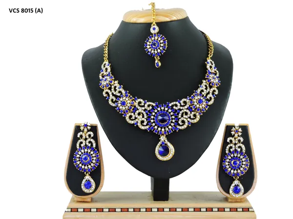 Stone_Studded_Necklace_Set_For_Women_|_Designer_Jewelry_Set_with_Earring_|_Blue_and_White