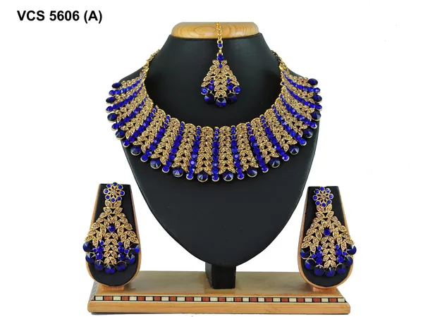 Alloy_Gold_Plated_Jewel_Set_|_Stone_Studded_Necklace_Set_For_Women_|_Blue_and_Gold
