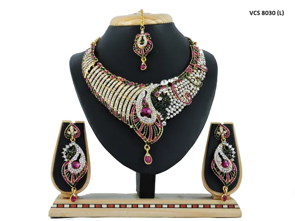 Stone_Studded_Necklace_Set_For_Women_|_Designer_Jewelry_Set_with_Earring_|_Multicolor