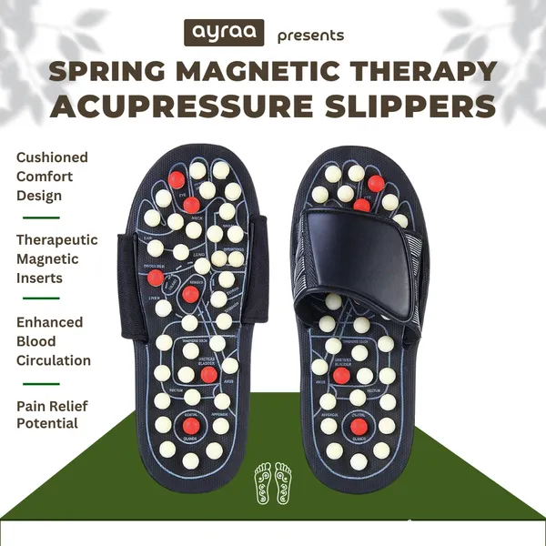 AYRAA LIFE Spring Magnetic Therapy Acupressure Slippers Paduka for