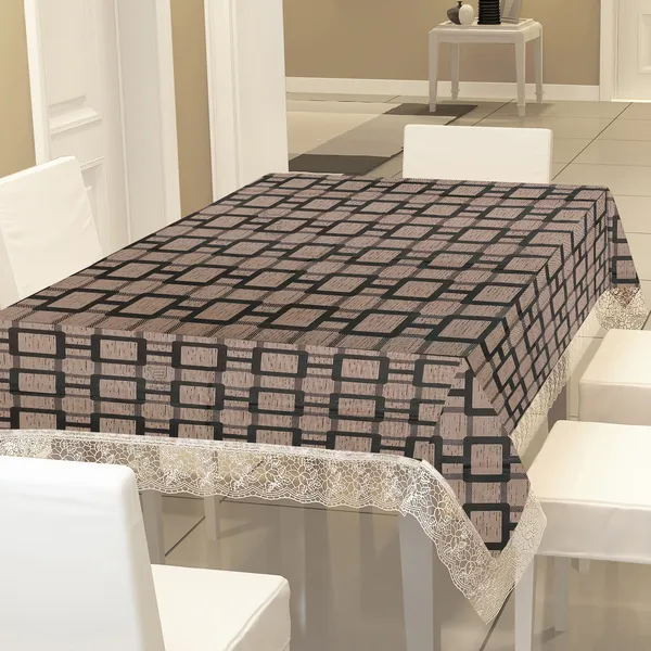 PVC_6_Seater_Dining_Table_Cover_With_Border_Lace_(Size-54x78_Inches,_Color-Brown)
