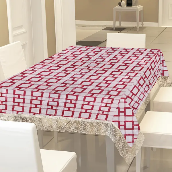 PVC_6_Seater_Dining_Table_Cover_With_Border_Lace_(Size-54x78_Inches,_Color-Red)