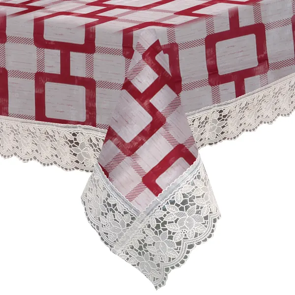 PVC_6_Seater_Dining_Table_Cover_With_Border_Lace_(Size-54x78_Inches,_Color-Red)