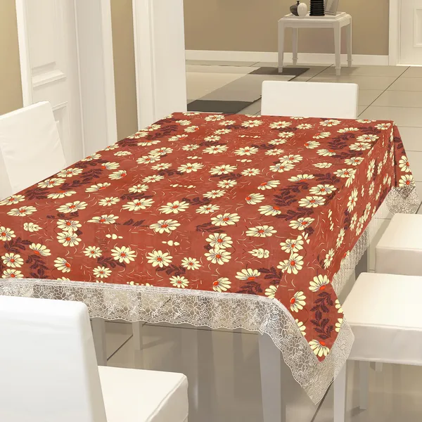PVC_6_Seater_Dining_Table_Cover_With_Border_Lace_(Size-54x78_Inches,_Color-Brown)