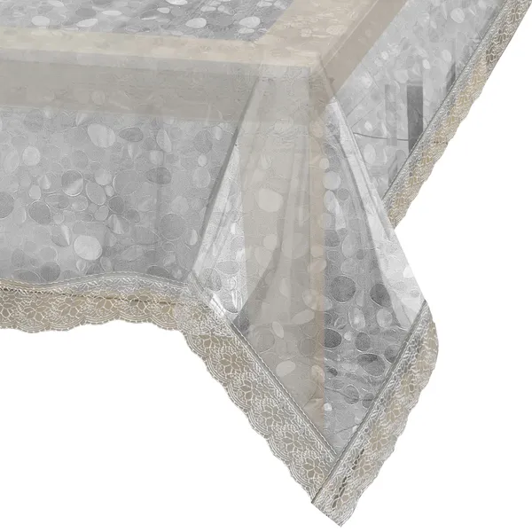 PVC_Diamond_Textured_6_Seater_Dining_Table_Cover_With_Silver_Border_Lace_(Size-54x78_Inches,_Color-Transparent)