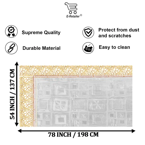 PVC_Square_Textured_6_Seater_Dining_Table_Cover_With_Golden_Border_Lace_(Size-54x78_Inches,_Color-Transparent)