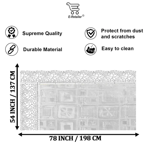 PVC_Square_Textured_6_Seater_Dining_Table_Cover_With_Silver_Border_Lace_(Size-54x78_Inches,_Color-Transparent)