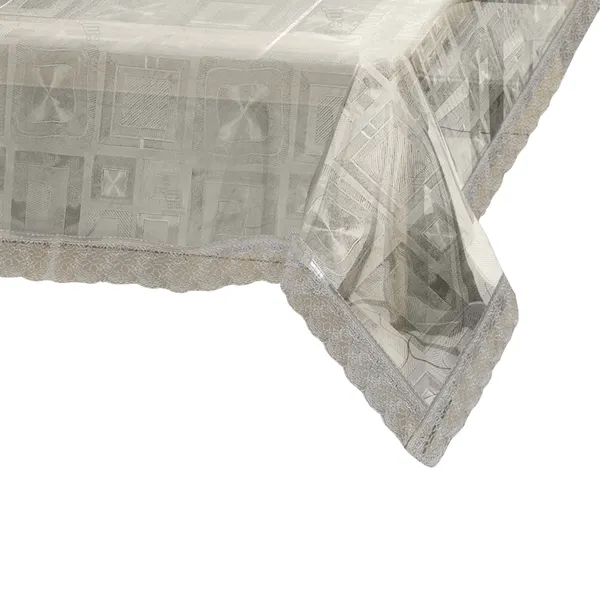 PVC_Square_Textured_6_Seater_Dining_Table_Cover_With_Silver_Border_Lace_(Size-54x78_Inches,_Color-Transparent)