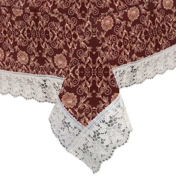 PVC_8_Seater_Dining_Table_Cover_With_Border_Lace_(Size-60x90_Inches,_Color-Brown)