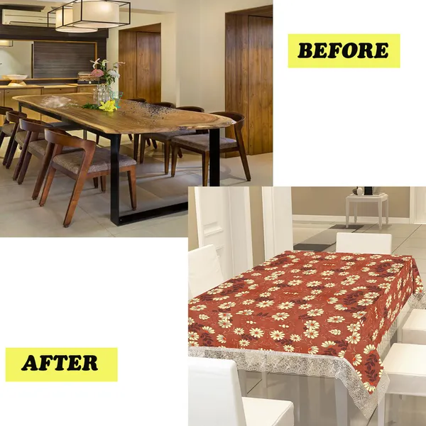 PVC_8_Seater_Dining_Table_Cover_With_Border_Lace_(Size-60x90_Inches,_Color-Brown)
