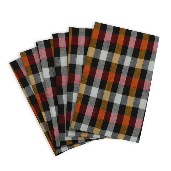 Set_of_12_Pcs._Cotton_Kitchen_Napkin/Chapati_Cloth_(Color-Check_Black,_Size-18x18Inch)