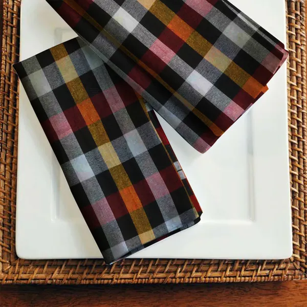 Cotton_Kitchen_Napkin/Chapati_Cloth_(Color-Check_Black,_Size-18x18_Inch)