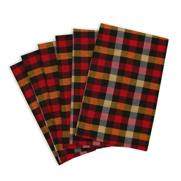 Set_of_12_Pcs._Cotton_Kitchen_Napkin/Chapati_Cloth_(Color-Check_Yellow,_Size-18x18_Inch)