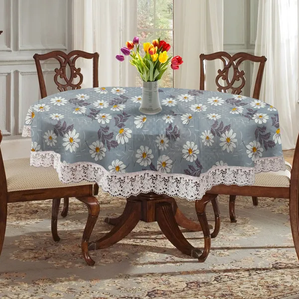 PVC_4_Seater_Round_Table_Cover_With_Border_Lace_(Size-60_Inch_Round,_Color-Gray)