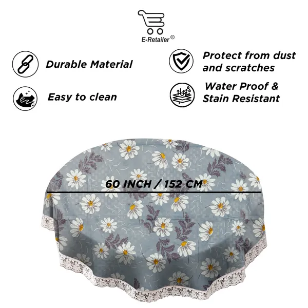 PVC_4_Seater_Round_Table_Cover_With_Border_Lace_(Size-60_Inch_Round,_Color-Gray)
