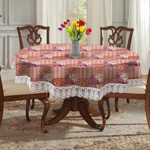 PVC_4_Seater_Round_Table_Cover_With_Border_Lace_(Size-60_Inch_Round,_Color-Maroon)