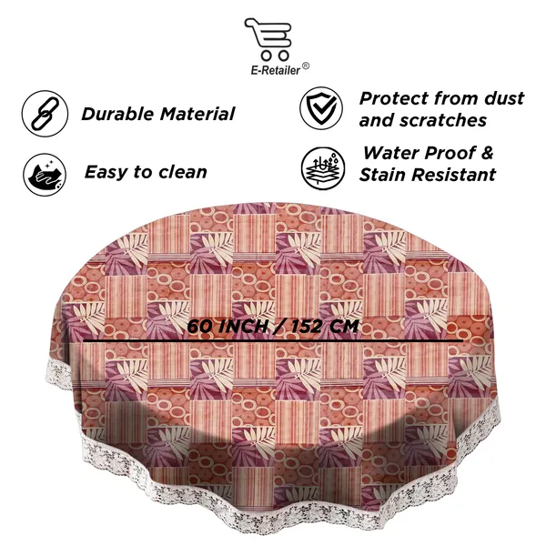 PVC_4_Seater_Round_Table_Cover_With_Border_Lace_(Size-60_Inch_Round,_Color-Maroon)