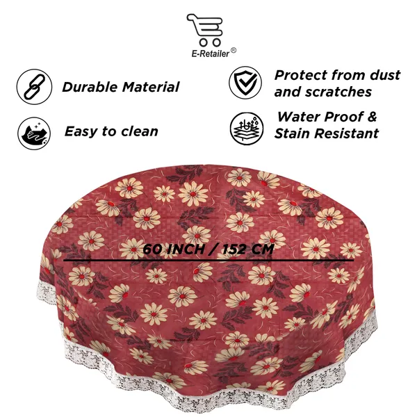PVC_4_Seater_Round_Table_Cover_With_Border_Lace_(Size-60_Inch_Round,_Color-Brown)