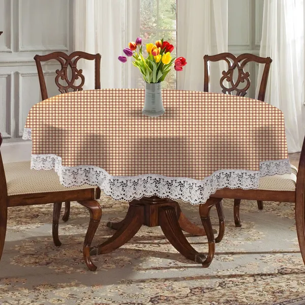 PVC_4_Seater_Round_Table_Cover_With_Border_Lace_(Size-60_Inch_Round,_Color-Brown)