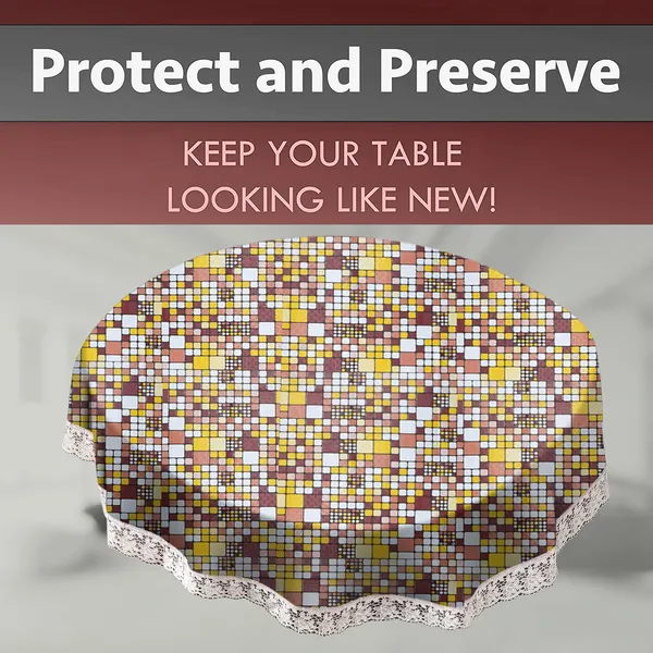 PVC_4_Seater_Round_Table_Cover_With_Border_Lace_(Size-60_Inch_Round,_Color-Brown)