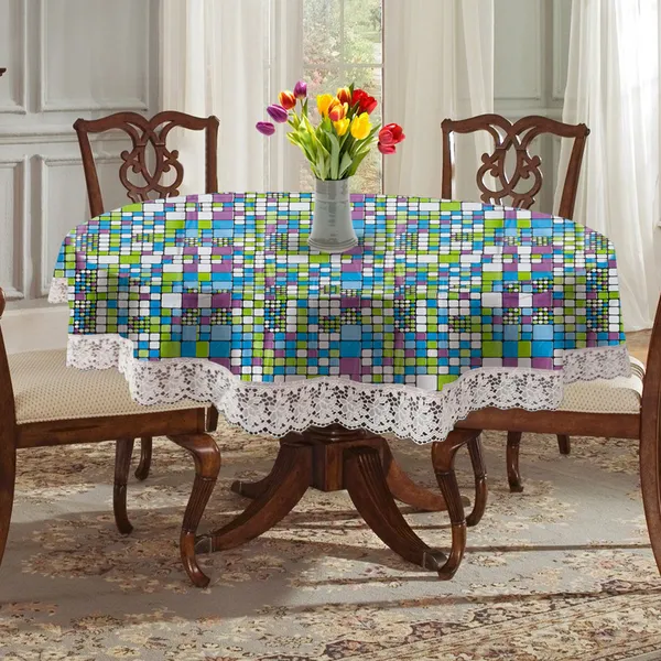 PVC_4_Seater_Round_Table_Cover_With_Border_Lace_(Size-60_Inch_Round,_Color-Blue)