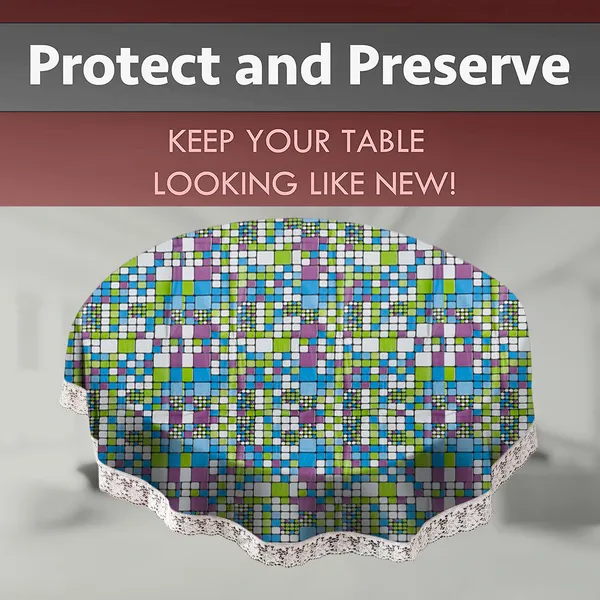 PVC_4_Seater_Round_Table_Cover_With_Border_Lace_(Size-60_Inch_Round,_Color-Blue)