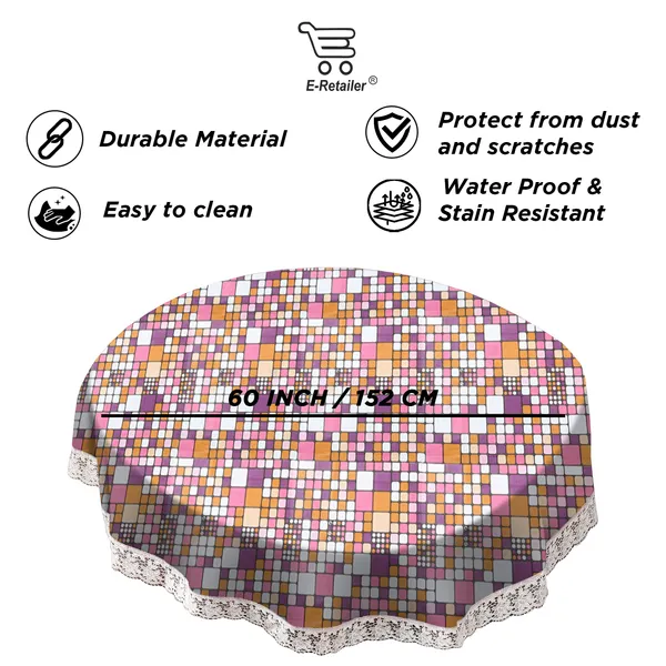 PVC_4_Seater_Round_Table_Cover_With_Border_Lace_(Size-60_Inch_Round,_Color-Pink)