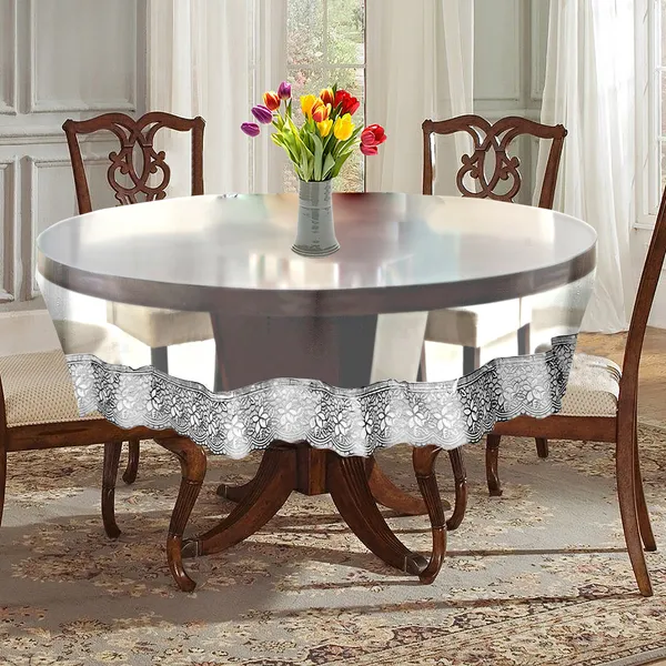 PVC_Transparent_4_Seater_Round_Table_Cover_With_Silver_Border_Lace_(Size-60_Inch_Round,_Color-Transparent)