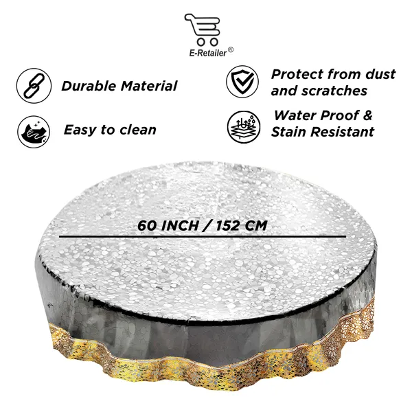 PVC_Diamond_Textured_4_Seater_Round_Table_Cover_With_Golden_Border_Lace_(Size-60_Inch_Round,_Color-Transparent)