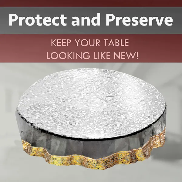 PVC_Diamond_Textured_4_Seater_Round_Table_Cover_With_Golden_Border_Lace_(Size-60_Inch_Round,_Color-Transparent)