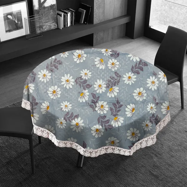 PVC_6_Seater_Round_Table_Cover_With_Border_Lace_(Size-72_Inch_Round,_Color-Gray)