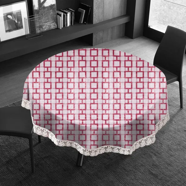 PVC_6_Seater_Round_Table_Cover_With_Border_Lace_(Size-72_Inch_Round,_Color-Red)