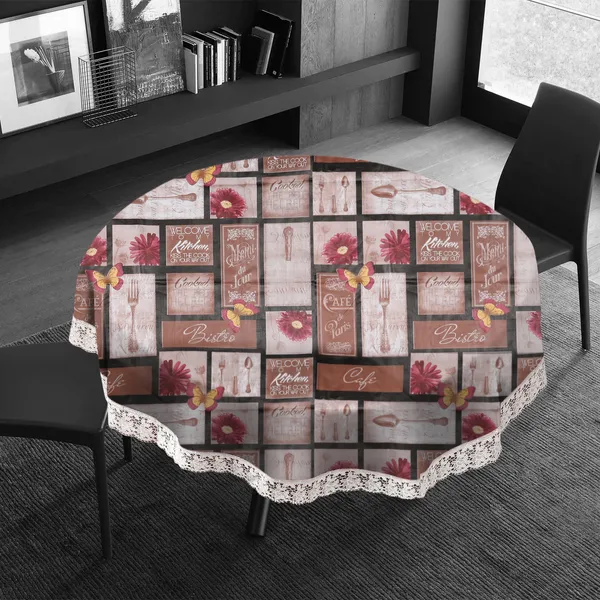 PVC_6_Seater_Round_Table_Cover_With_Border_Lace_(Size-72_Inch_Round,_Color-Brown)