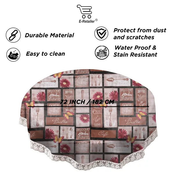 PVC_6_Seater_Round_Table_Cover_With_Border_Lace_(Size-72_Inch_Round,_Color-Brown)