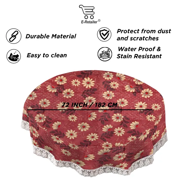 PVC_6_Seater_Round_Table_Cover_With_Border_Lace_(Size-72_Inch_Round,_Color-Brown)