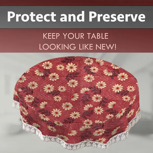 PVC_6_Seater_Round_Table_Cover_With_Border_Lace_(Size-72_Inch_Round,_Color-Brown)