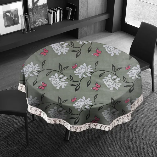 PVC_6_Seater_Round_Table_Cover_With_Border_Lace_(Size-72_Inch_Round,_Color-Green)